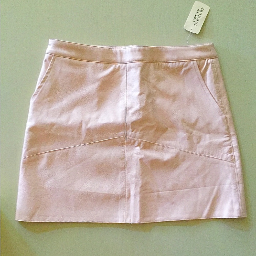 NWT baby pink leather skirt